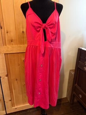 Girls' Hot Pink Tie-Front Sundress